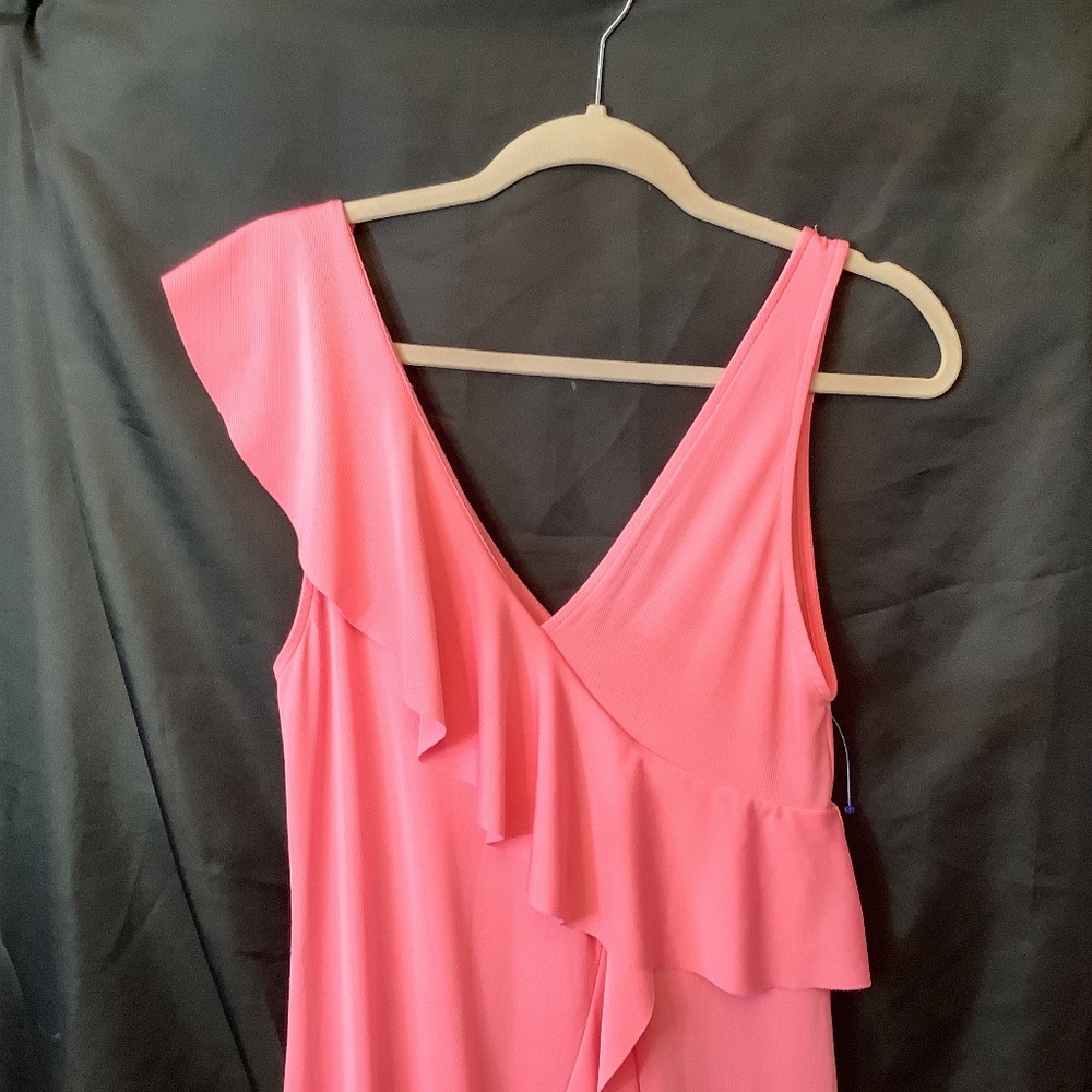 EUC Zara pink Hi low sleeveless dress ruffles